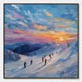 HOLMAN ART Alpine Glow – Textured Palette Knife Skiing Mountain Landscape Painting - image 1