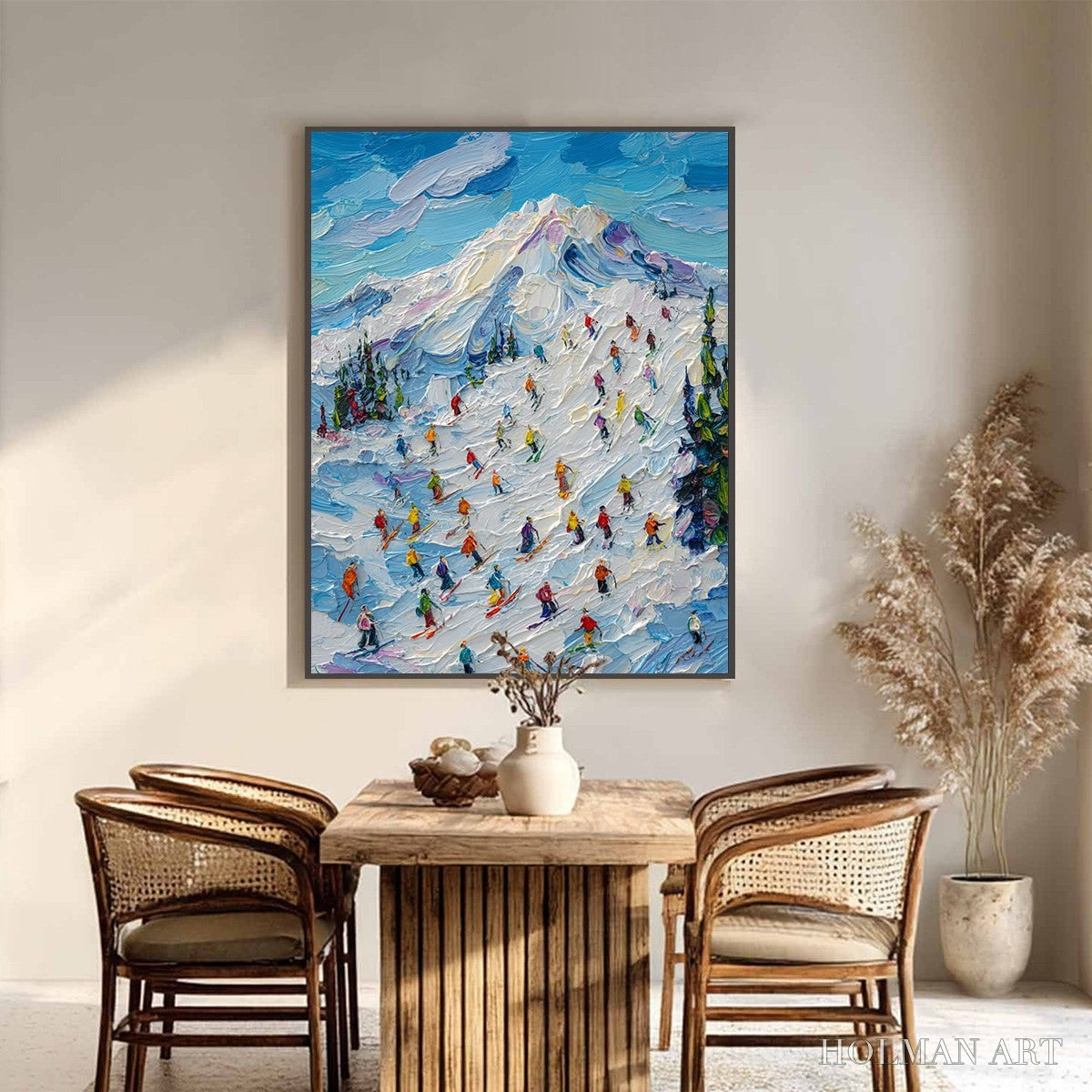 HOLMAN ART Alpine Rush – Textured Palette Knife Ski Mountain Painting - image 2