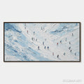 HOLMAN ART Alpine Descent – Textured Impasto Painting of Skiers on a Snowy Mountain - image 1