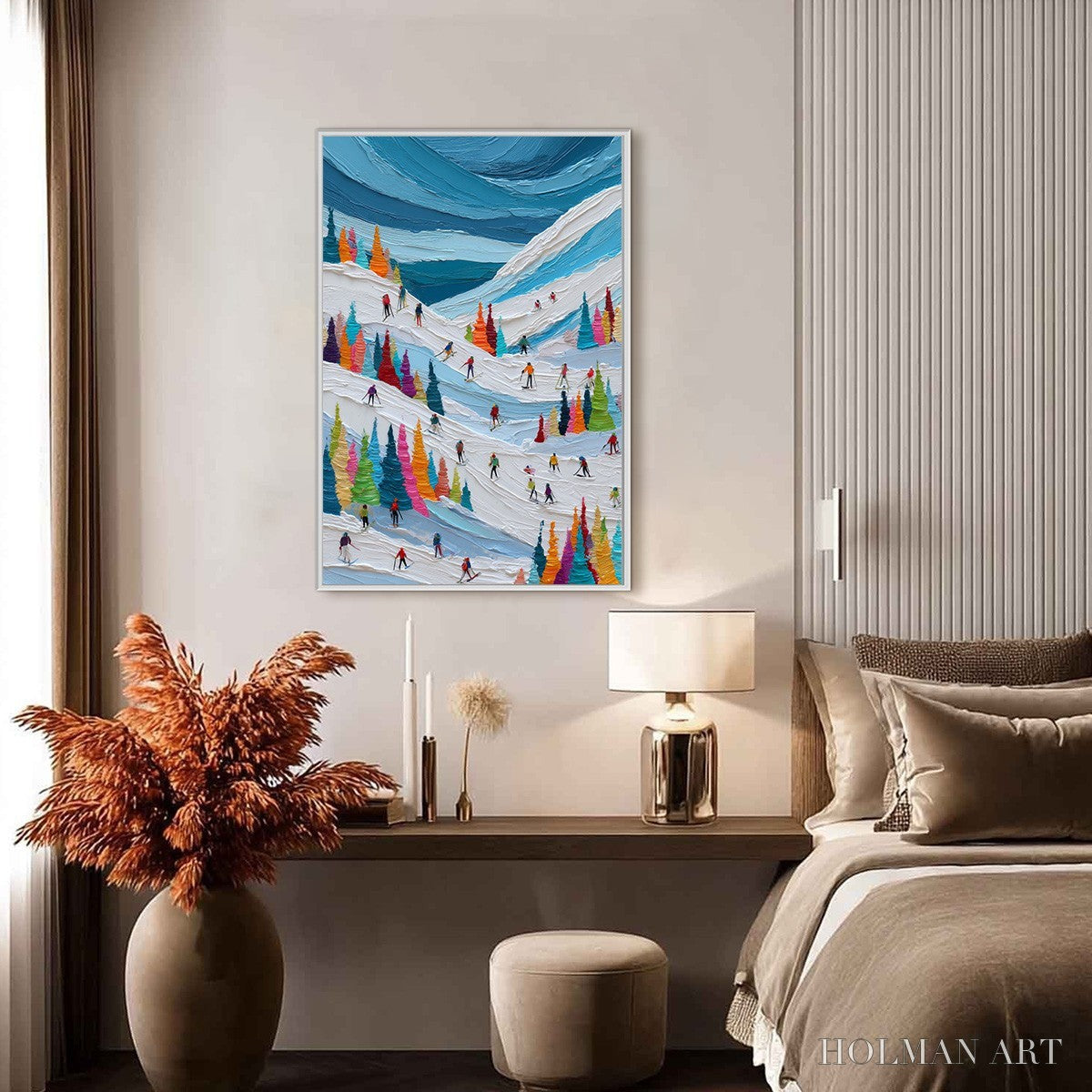 HOLMAN ART Alpine Rush – Vibrant Textured Ski Slope Painting - image 4