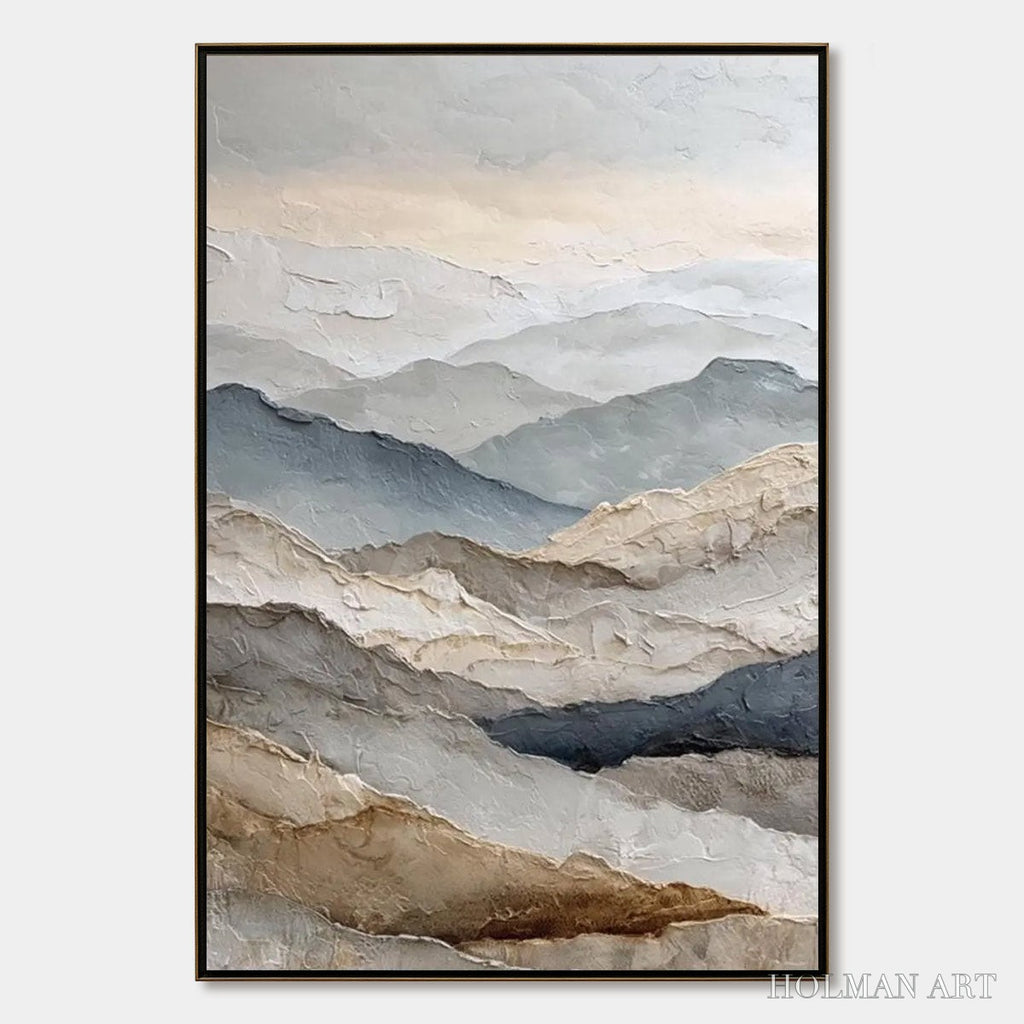HOLMAN ART Whispering Ridges – Textured Wabi Sabi Mountain Landscape Painting - image 1