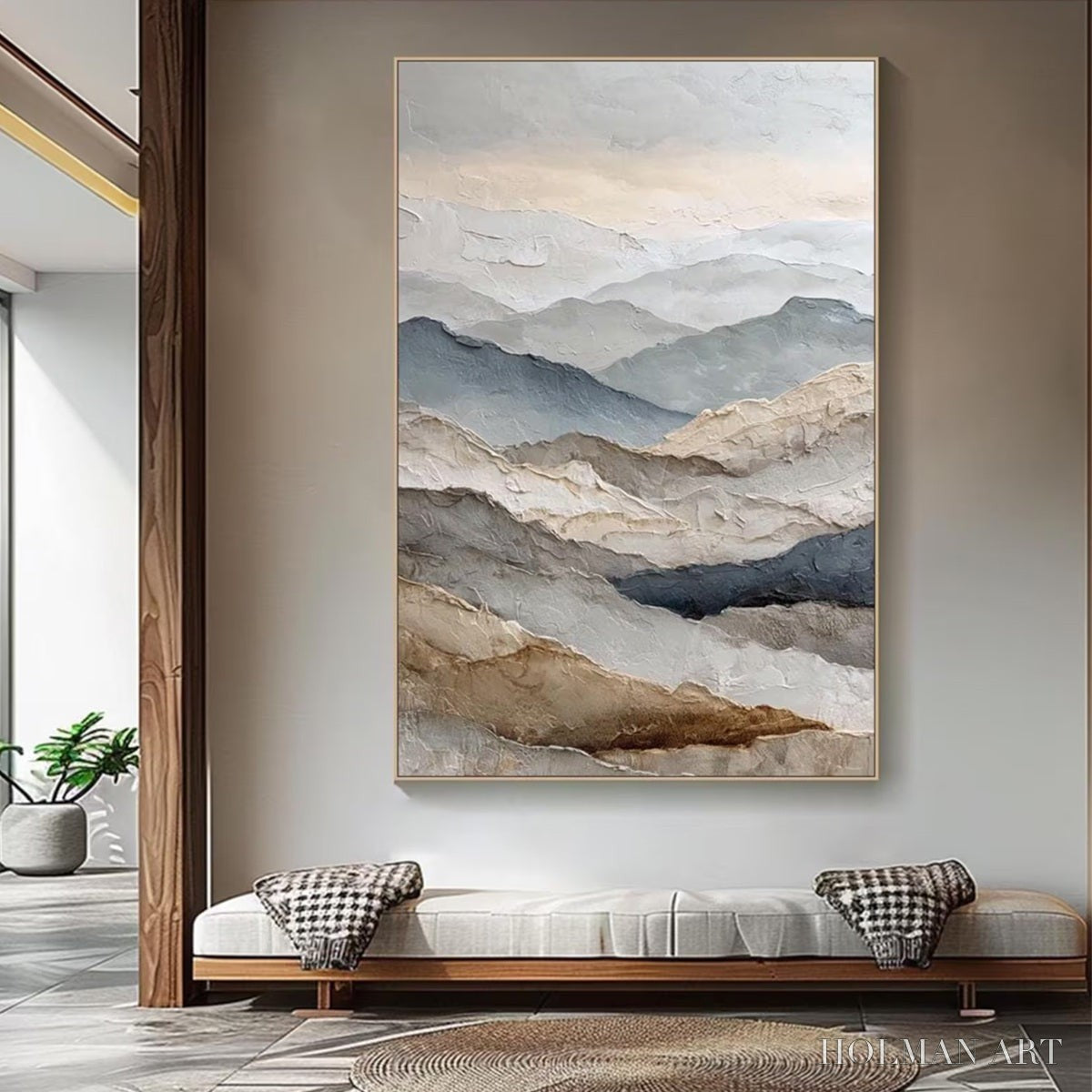HOLMAN ART Whispering Ridges – Textured Wabi Sabi Mountain Landscape Painting - image 2