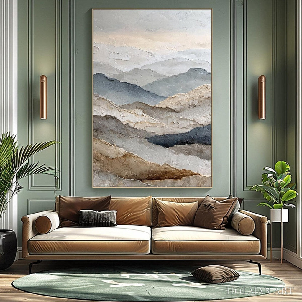 HOLMAN ART Whispering Ridges – Textured Wabi Sabi Mountain Landscape Painting - image 5