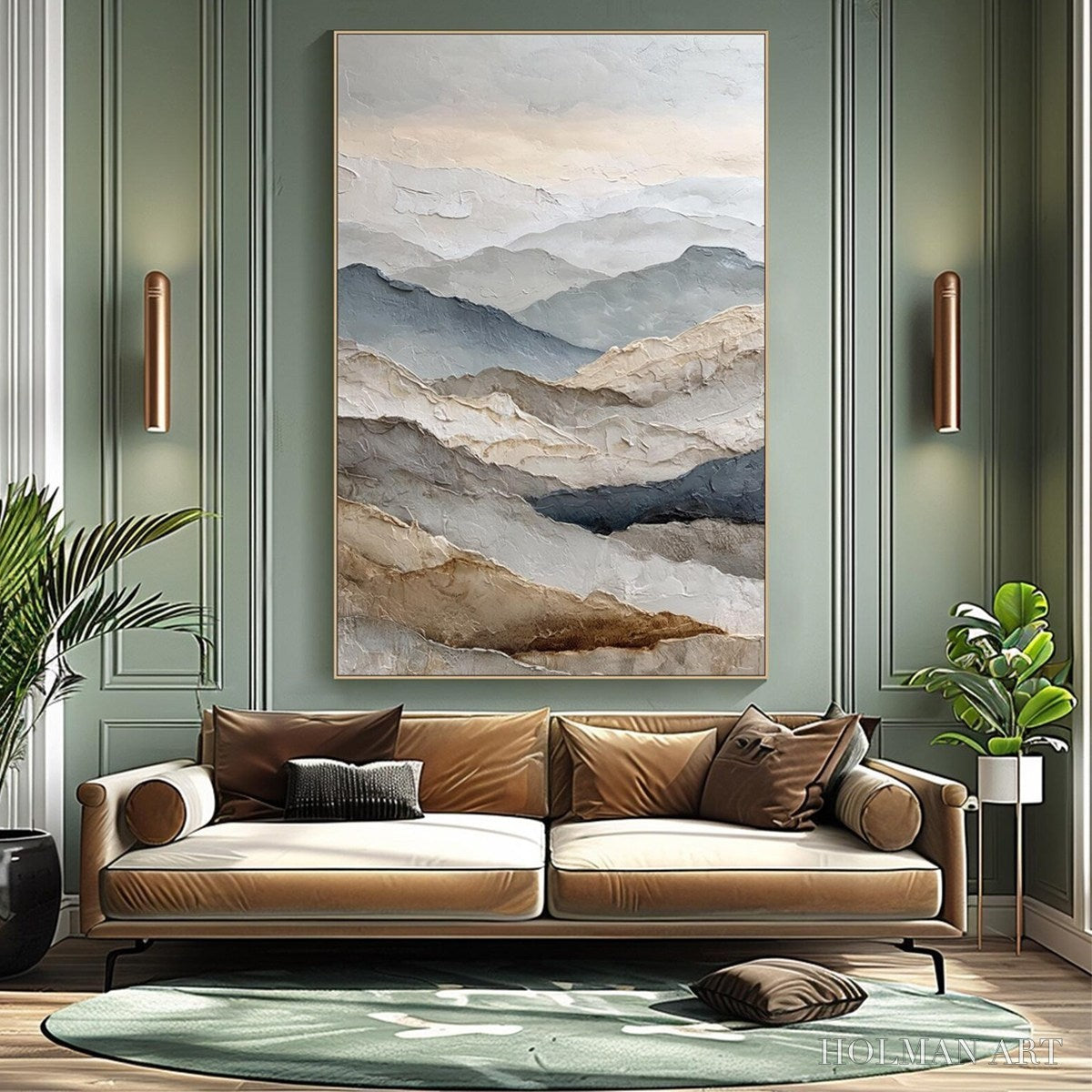 HOLMAN ART Whispering Ridges – Textured Wabi Sabi Mountain Landscape Painting - image 5