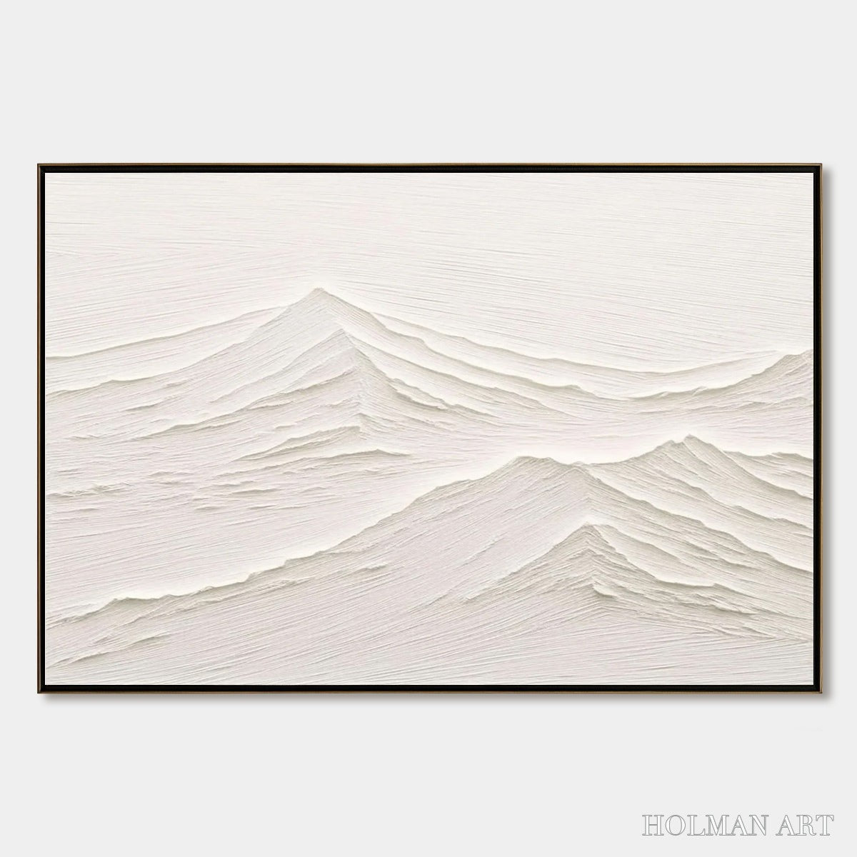 HOLMAN ART Whispering Peaks – Textured Minimalist White Mountain Painting - image 1