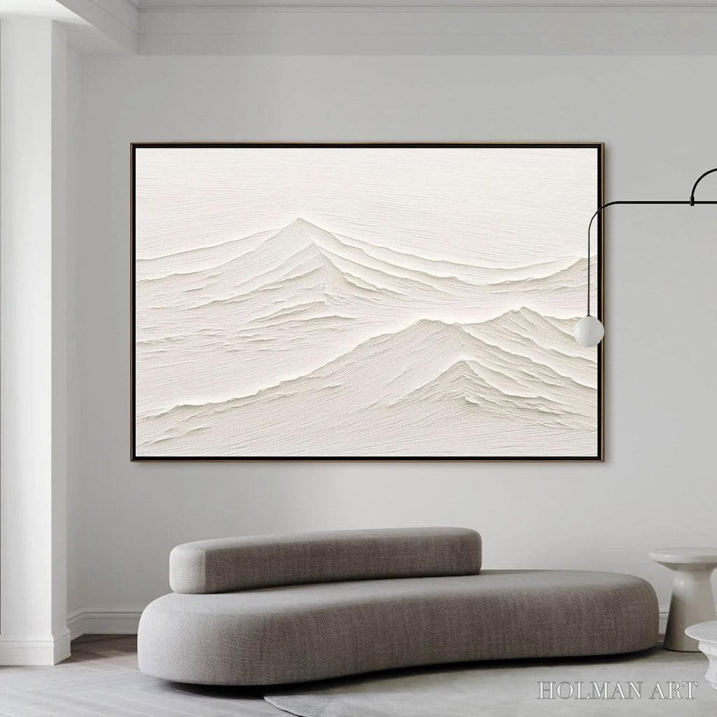 HOLMAN ART Whispering Peaks – Textured Minimalist White Mountain Painting - image 2