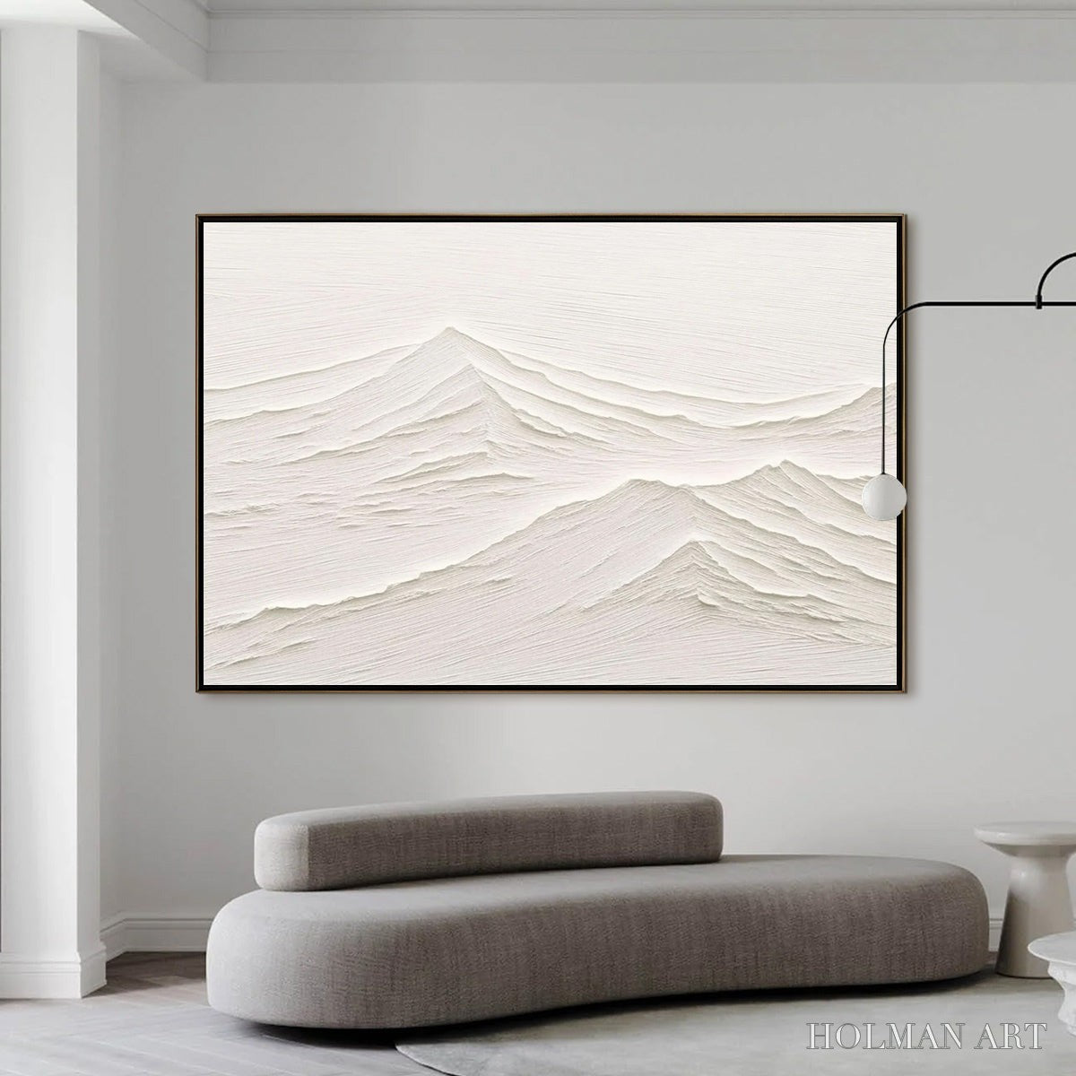 HOLMAN ART Whispering Peaks – Textured Minimalist White Mountain Painting - image 2