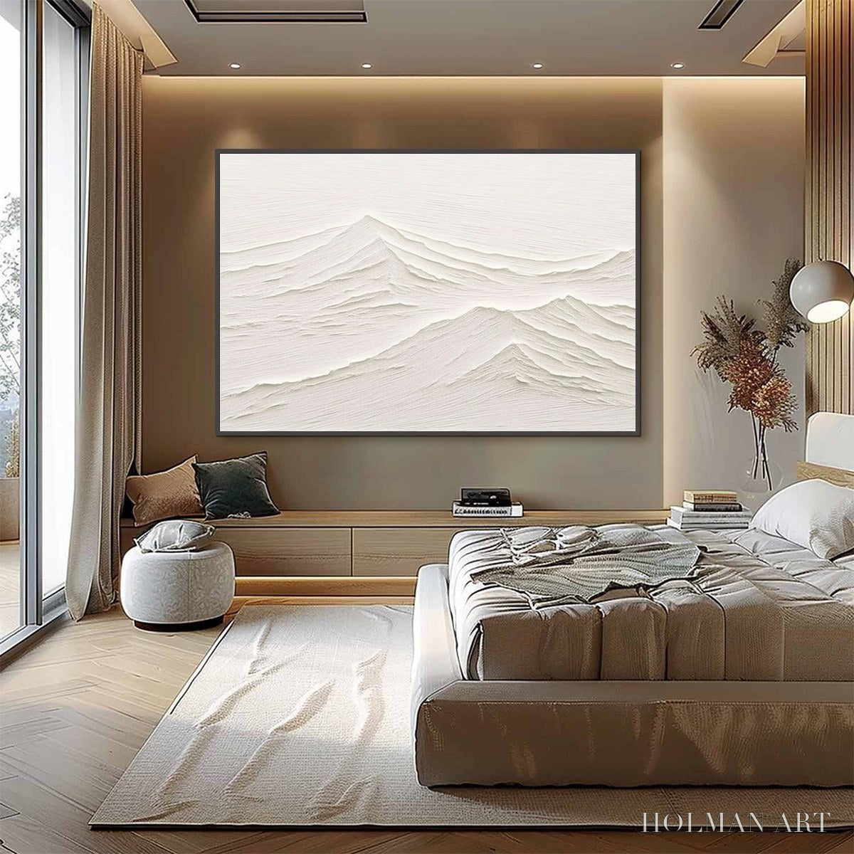 HOLMAN ART Whispering Peaks – Textured Minimalist White Mountain Painting - image 4
