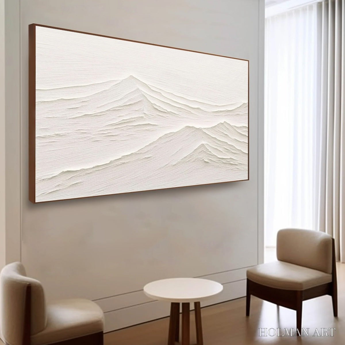 HOLMAN ART Whispering Peaks – Textured Minimalist White Mountain Painting - image 5