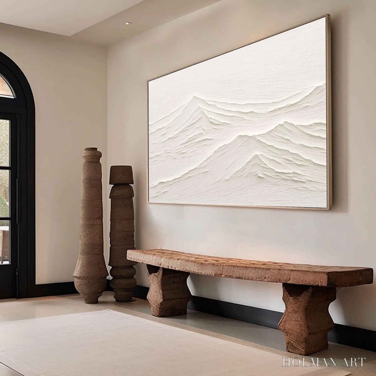 HOLMAN ART Whispering Peaks – Textured Minimalist White Mountain Painting - image 6