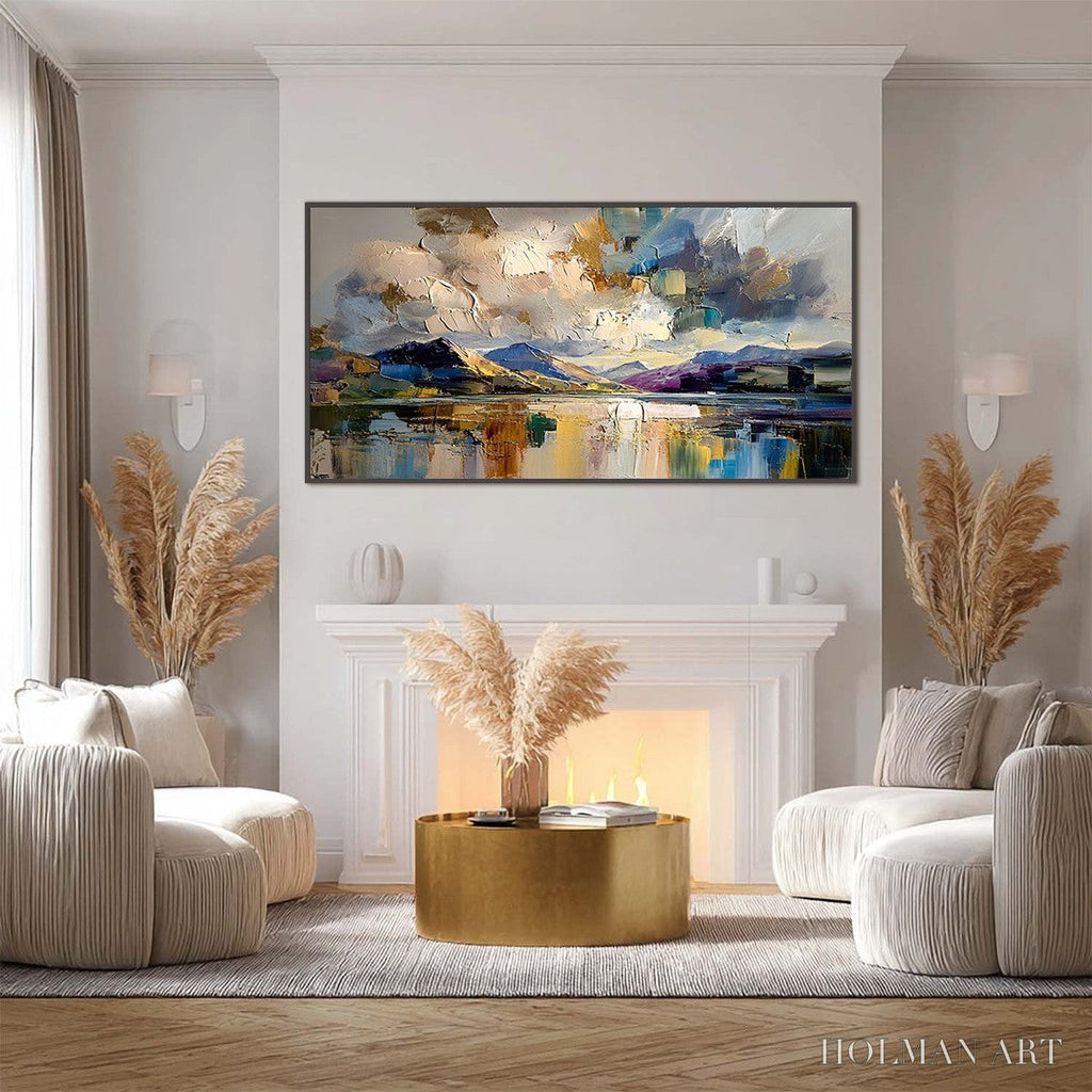HOLMAN ART Golden Mirror – Palette Knife Impasto Mountain Lake Painting - image 2