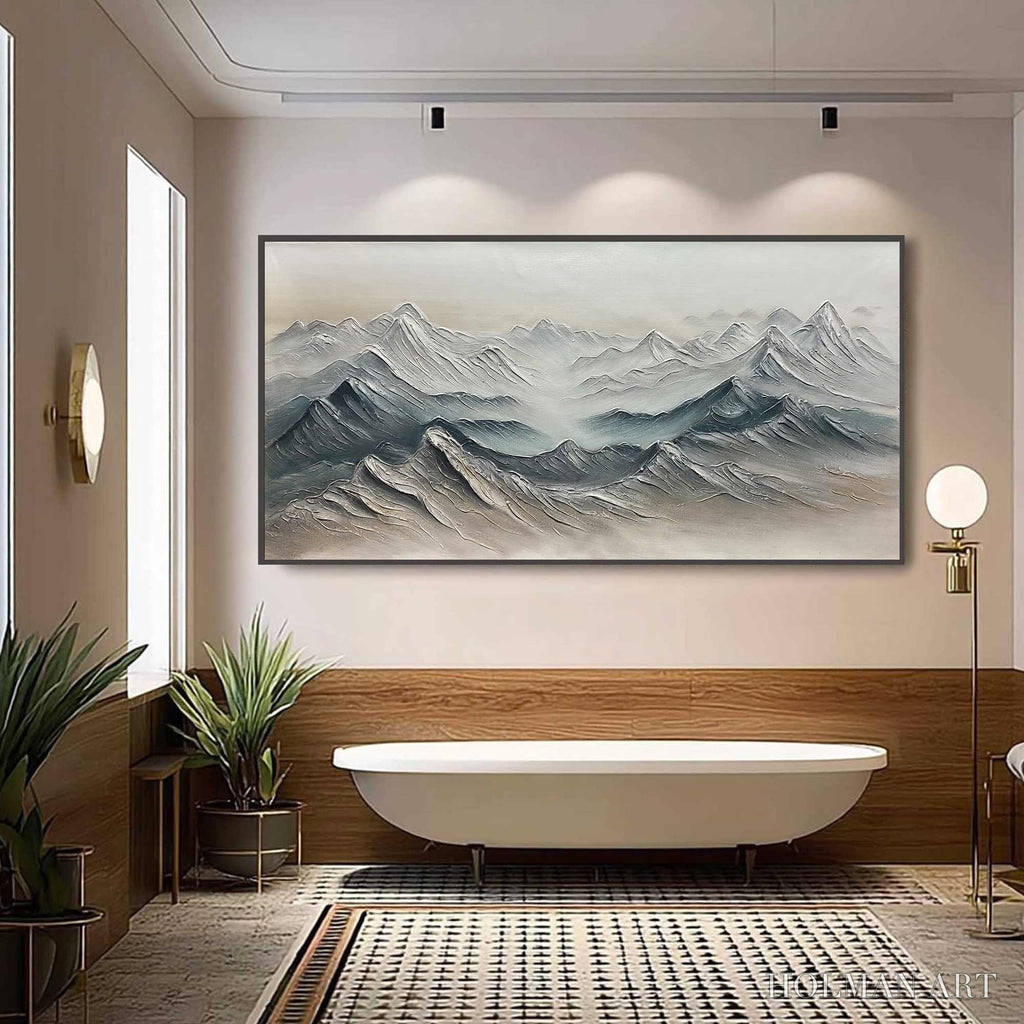HOLMAN ART Ready to Ship | Frozen Peaks – Textured Minimalist Mountain Landscape - image 1