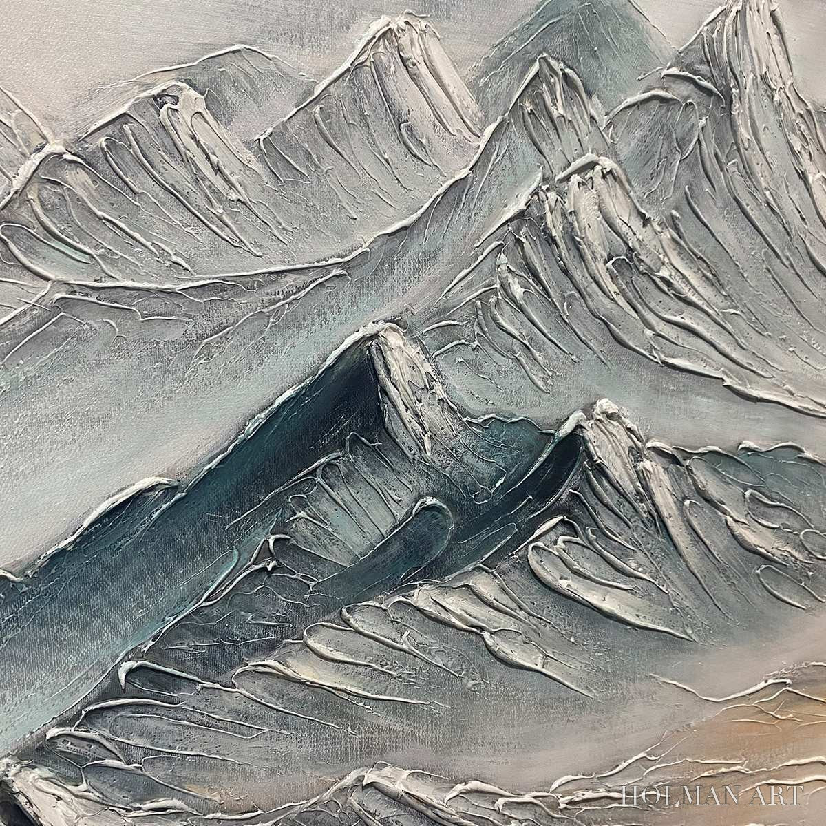 HOLMAN ART Ready to Ship | Frozen Peaks – Textured Minimalist Mountain Landscape - image 2