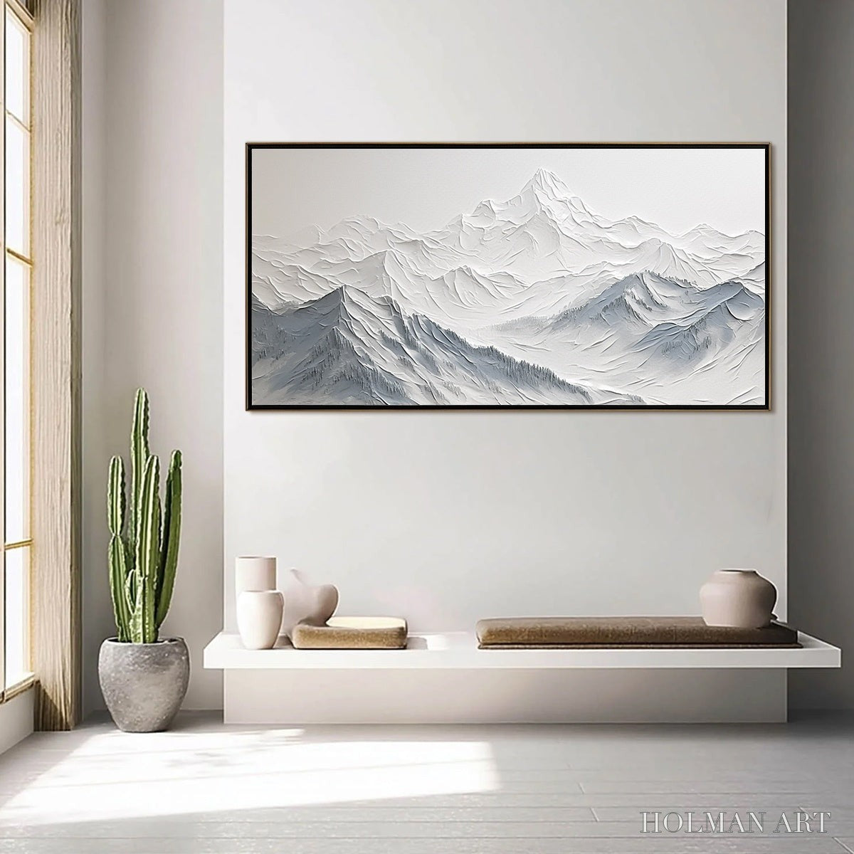 HOLMAN ART Frozen Peaks – Textured Minimalist Mountain Landscape - image 2