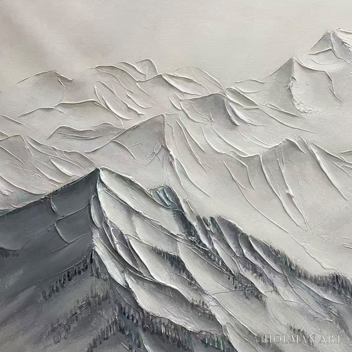 HOLMAN ART Frozen Peaks – Textured Minimalist Mountain Landscape - image 3