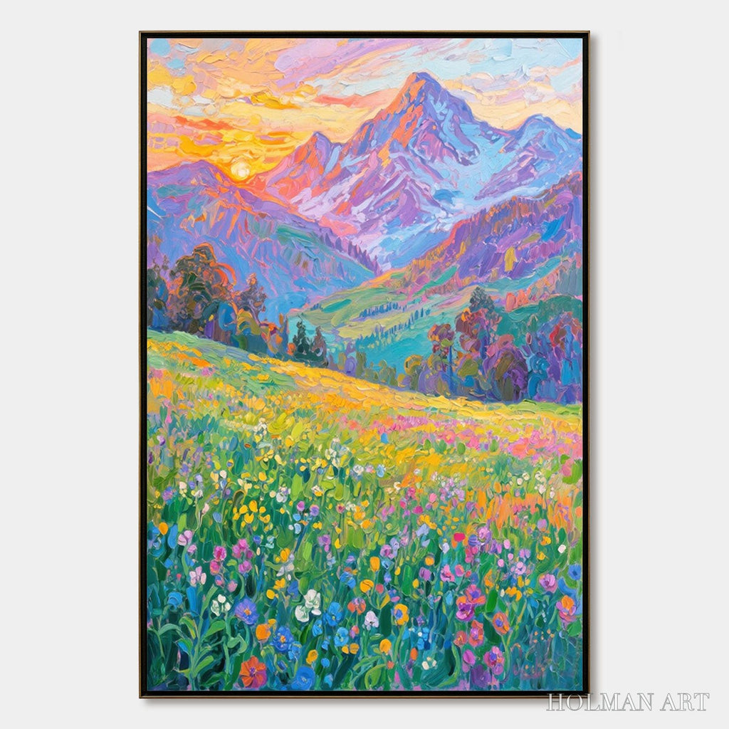 HOLMAN ART Alpine Bloom – Impasto Colorful Mountain Landscape Painting - image 1