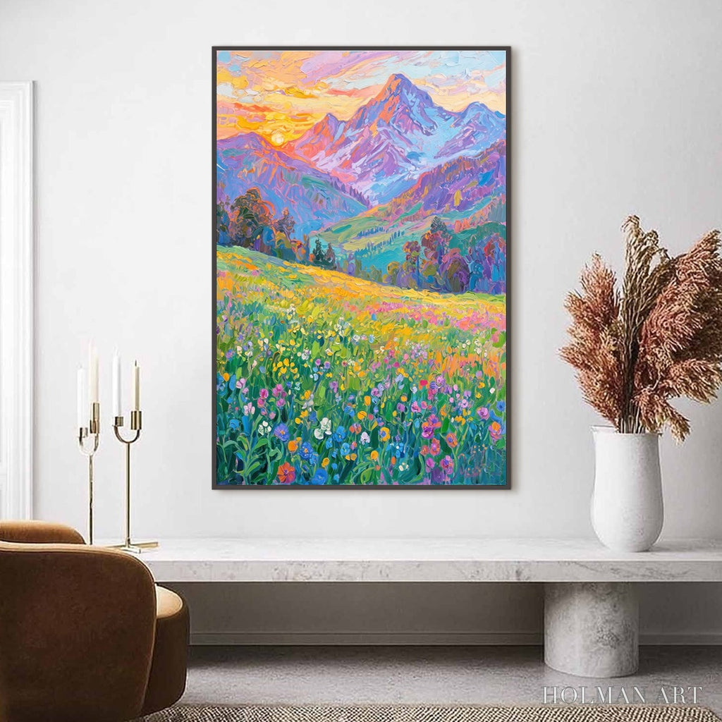 HOLMAN ART Alpine Bloom – Impasto Colorful Mountain Landscape Painting - image 2