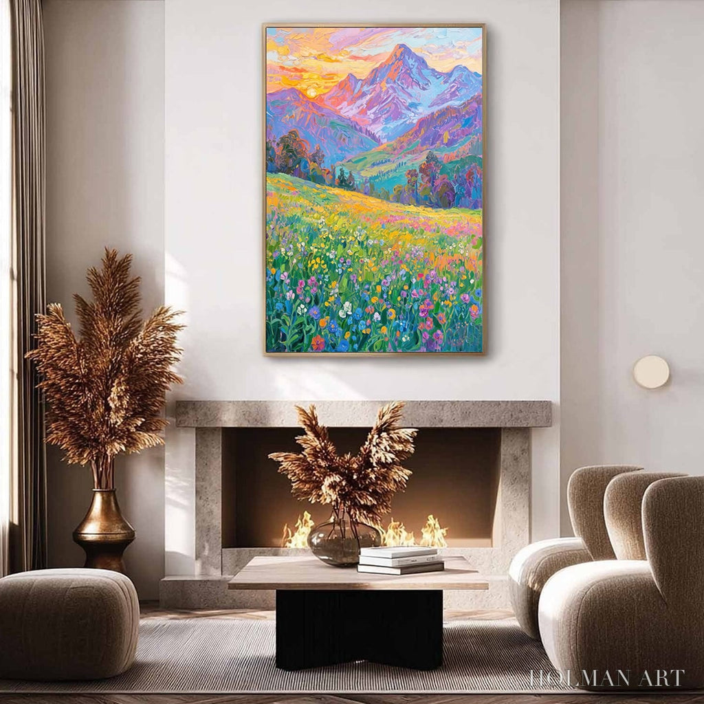 HOLMAN ART Alpine Bloom – Impasto Colorful Mountain Landscape Painting - image 3