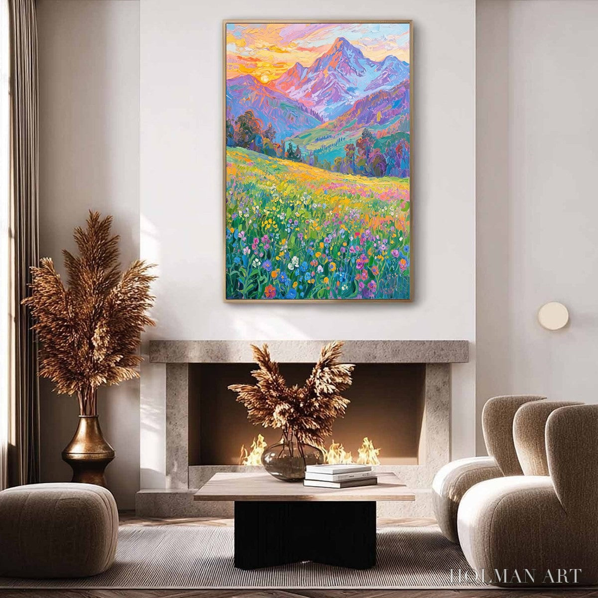 HOLMAN ART Alpine Bloom – Impasto Colorful Mountain Landscape Painting - image 3