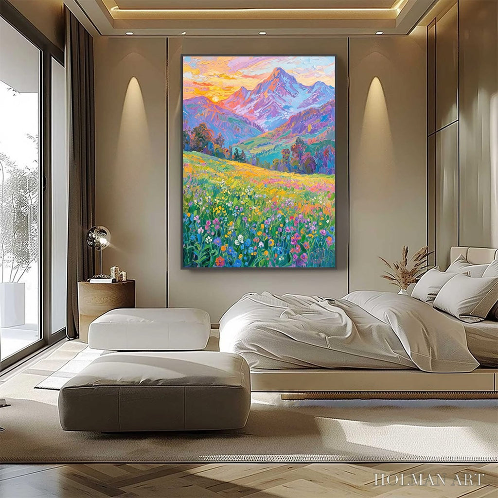 HOLMAN ART Alpine Bloom – Impasto Colorful Mountain Landscape Painting - image 4