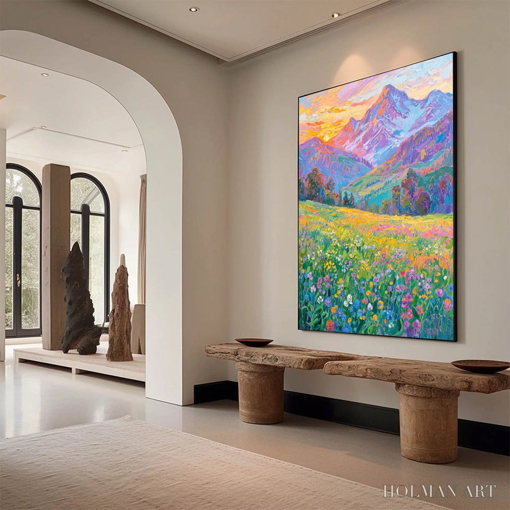 HOLMAN ART Alpine Bloom – Impasto Colorful Mountain Landscape Painting - image 5