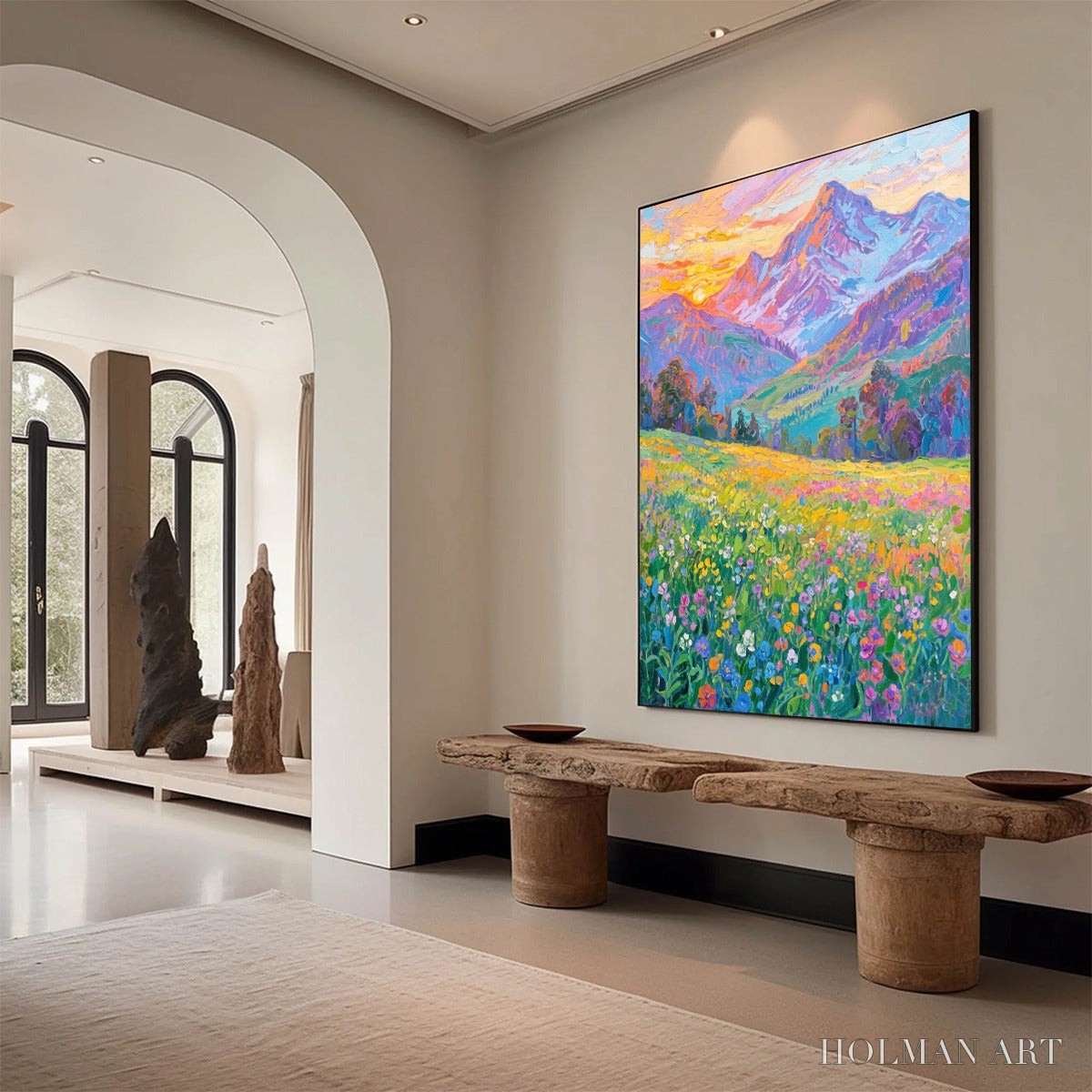 HOLMAN ART Alpine Bloom – Impasto Colorful Mountain Landscape Painting - image 5