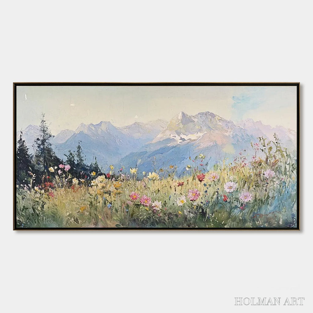 HOLMAN ART Alpine Serenity – Impressionist Mountain Meadow Landscape Painting - image 1