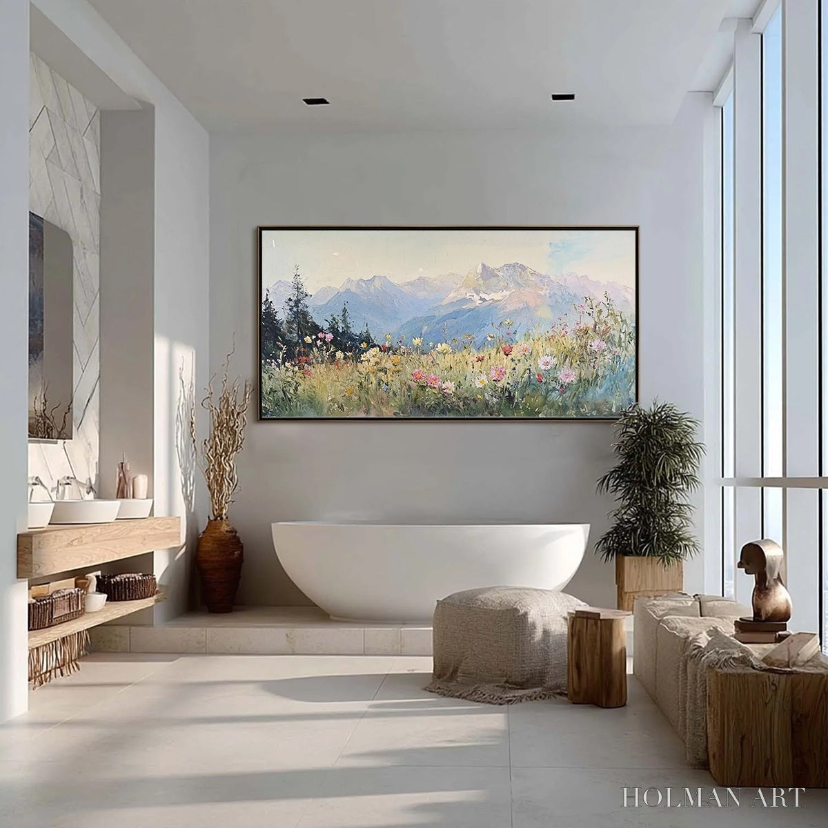 HOLMAN ART Alpine Serenity – Impressionist Mountain Meadow Landscape Painting - image 4