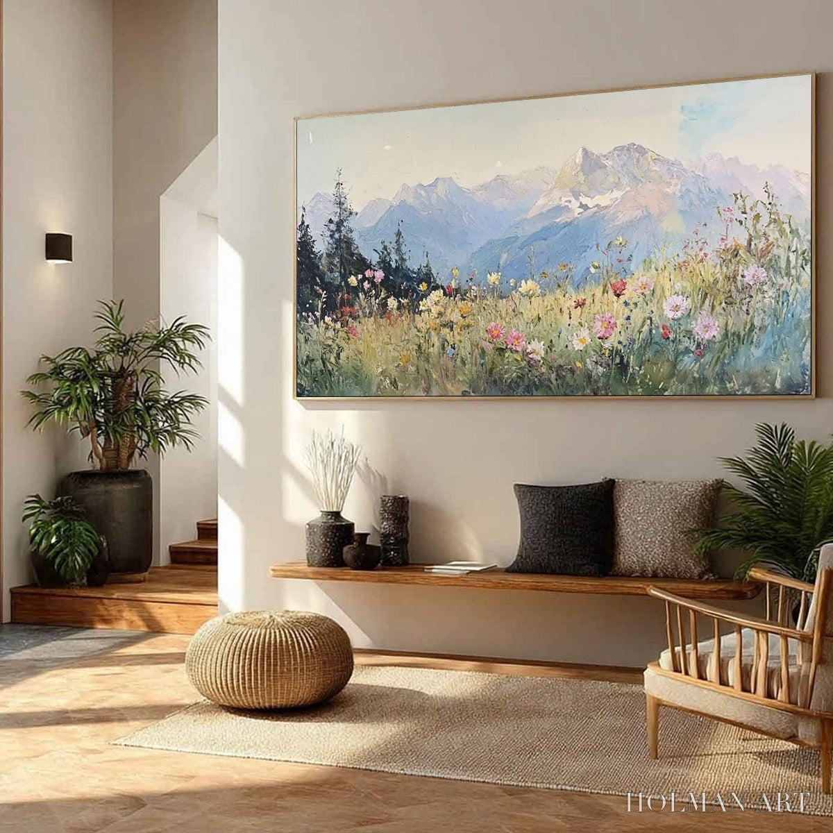 HOLMAN ART Alpine Serenity – Impressionist Mountain Meadow Landscape Painting - image 5