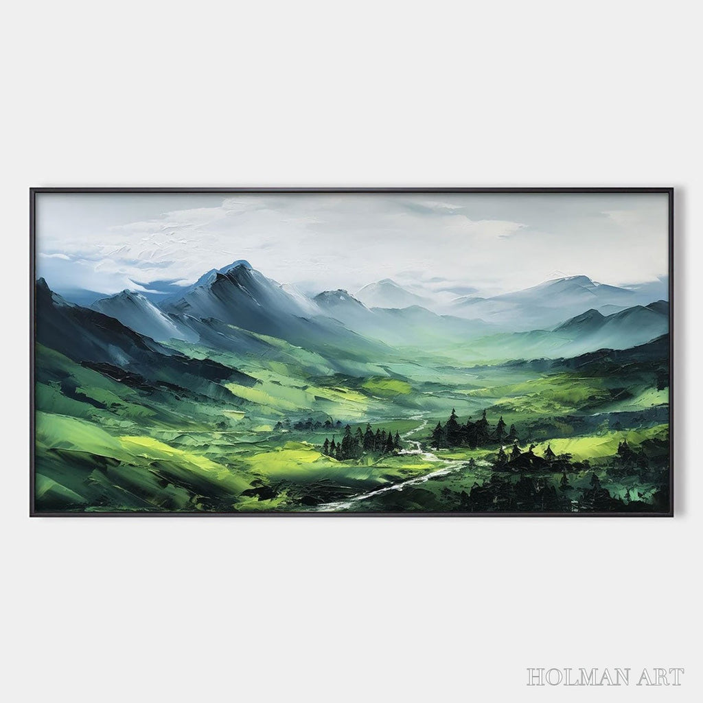 HOLMAN ART Verdant Valley Vista – Textured Abstract Landscape Oil Painting - image 1