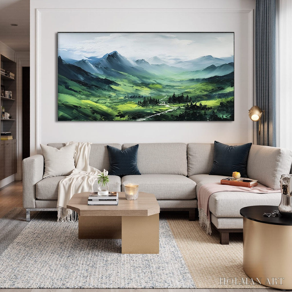 HOLMAN ART Verdant Valley Vista – Textured Abstract Landscape Oil Painting - image 2