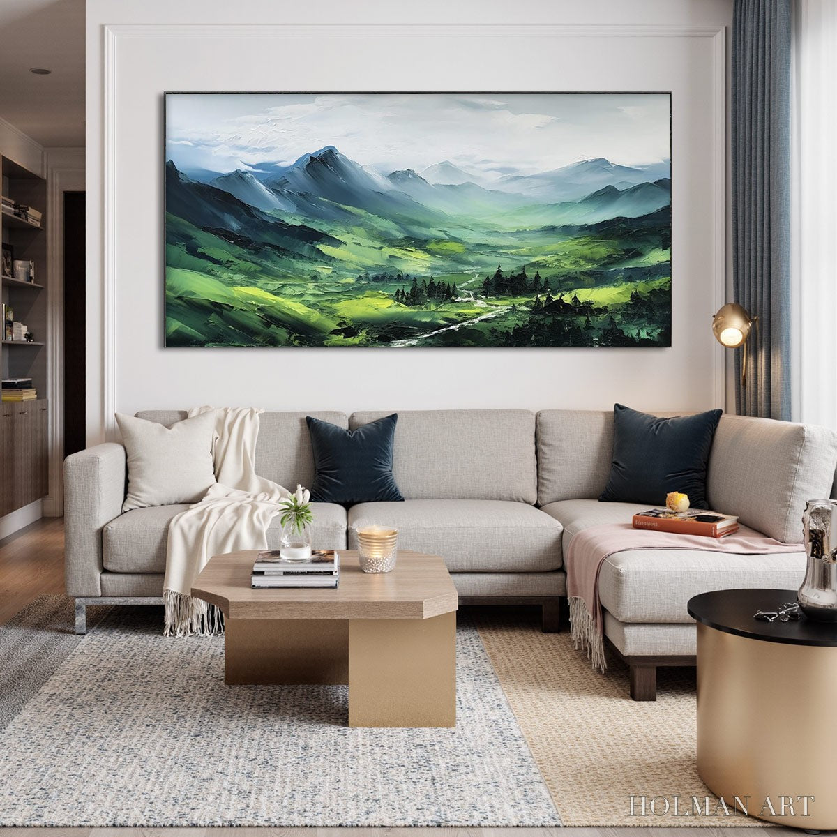 HOLMAN ART Verdant Valley Vista – Textured Abstract Landscape Oil Painting - image 2
