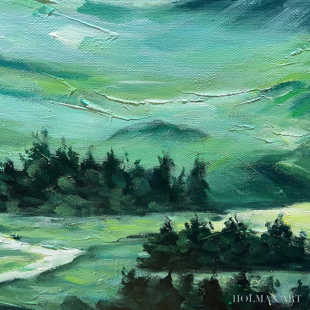 HOLMAN ART Verdant Valley Vista – Textured Abstract Landscape Oil Painting - image 5