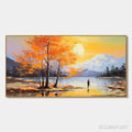 HOLMAN ART Autumn Serenade – Tranquil Lake and Mountain Landscape Oil Painting - image 1