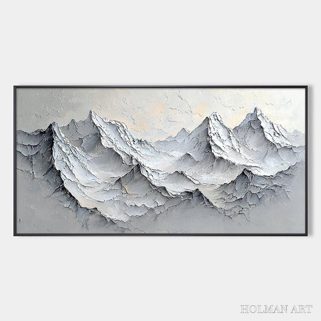 HOLMAN ART Frozen Peaks – Textured Impasto Mountain Landscape Oil Painting - image 1