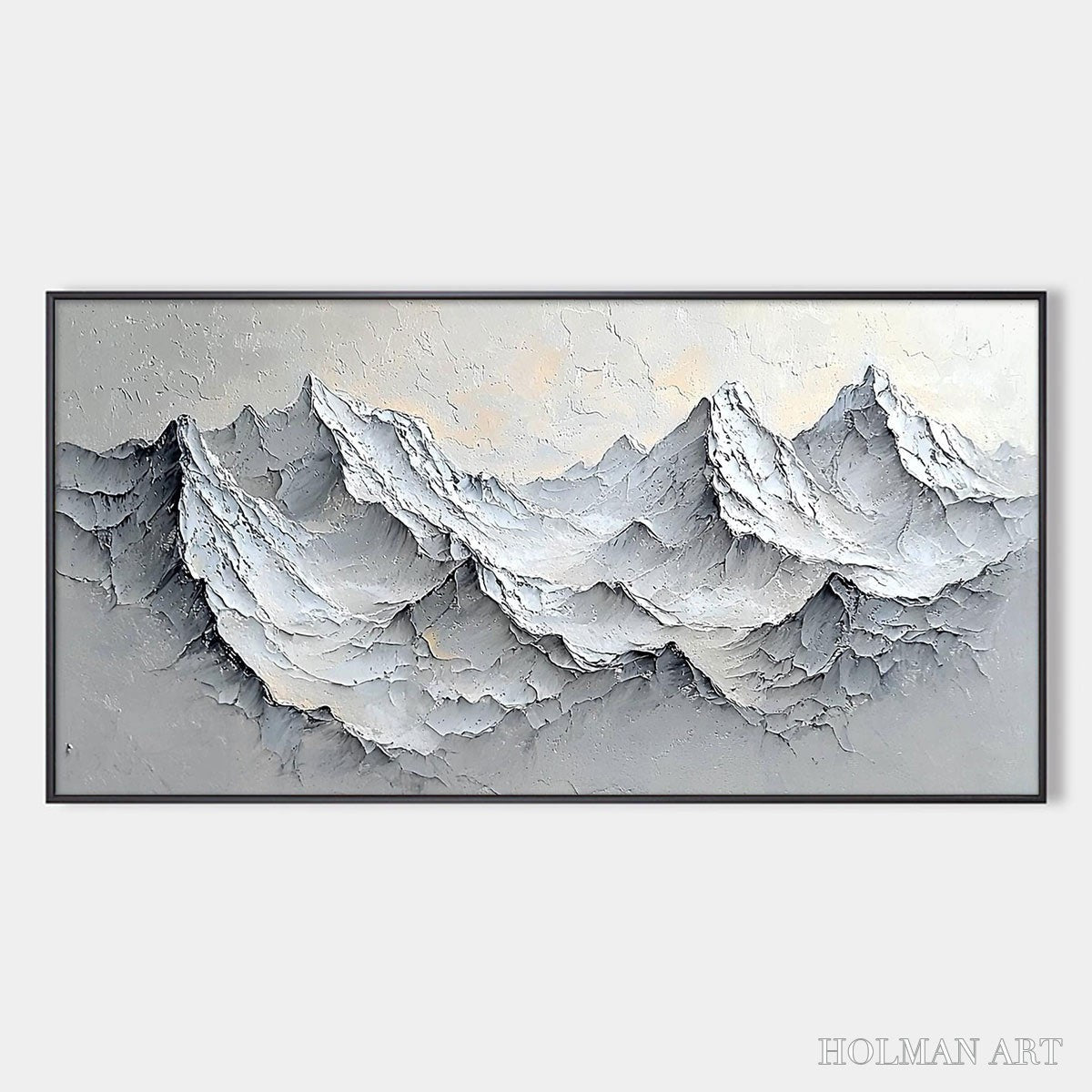 HOLMAN ART Frozen Peaks – Textured Impasto Mountain Landscape Oil Painting - image 1