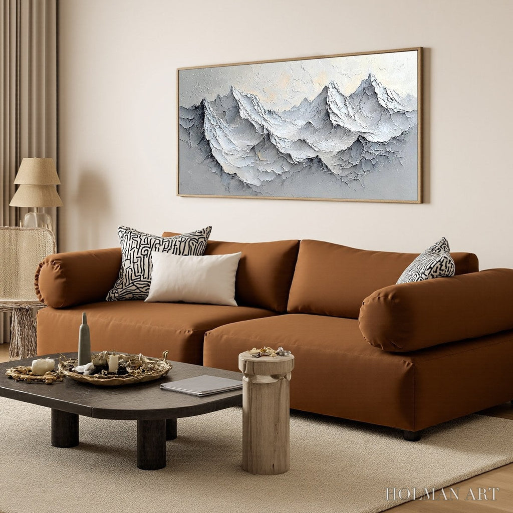 HOLMAN ART Frozen Peaks – Textured Impasto Mountain Landscape Oil Painting - image 4