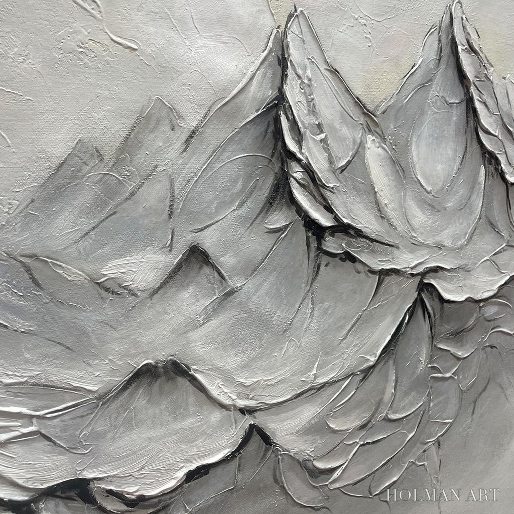 HOLMAN ART Frozen Peaks – Textured Impasto Mountain Landscape Oil Painting - image 5