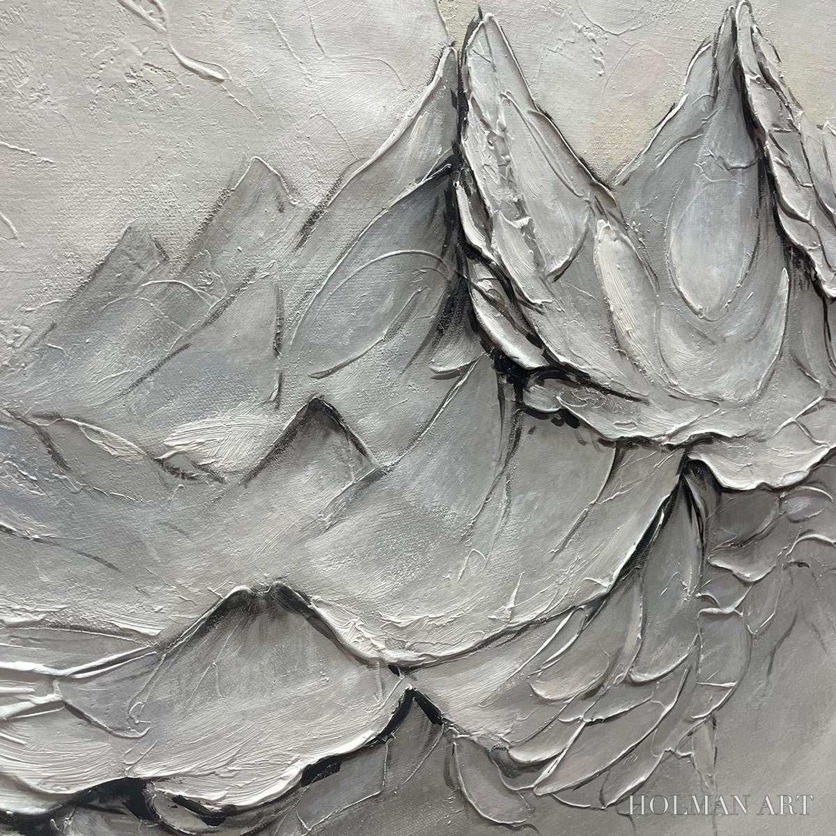 HOLMAN ART Frozen Peaks – Textured Impasto Mountain Landscape Oil Painting - image 5