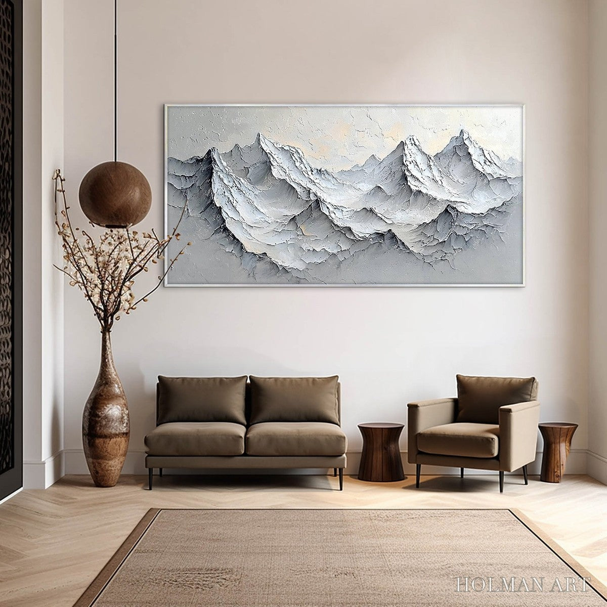 HOLMAN ART Frozen Peaks – Textured Impasto Mountain Landscape Oil Painting - image 6