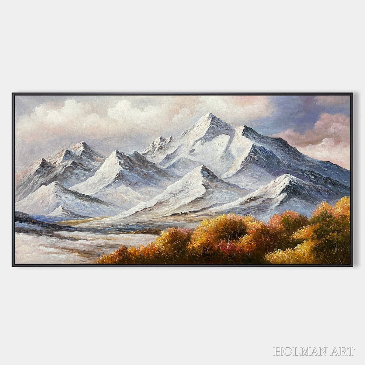 HOLMAN ART Autumn Majesty – Panoramic Mountain Landscape Oil Painting with Autumn Foliage - image 1