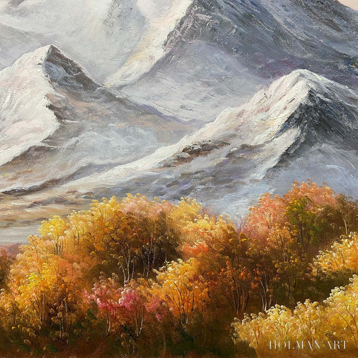 HOLMAN ART Autumn Majesty – Panoramic Mountain Landscape Oil Painting with Autumn Foliage - image 3