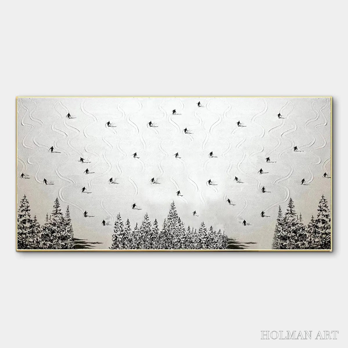 HOLMAN ART Alpine Symphony – Minimalist Skiing Scene on Textured Canvas - image 1