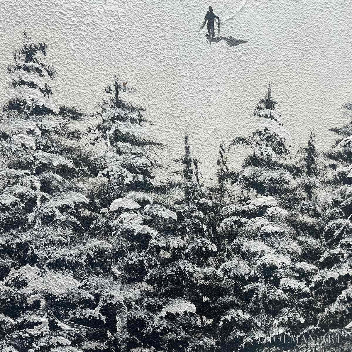 HOLMAN ART Alpine Symphony – Minimalist Skiing Scene on Textured Canvas - image 6