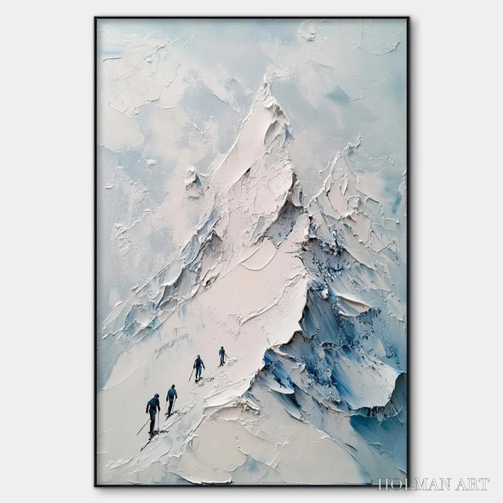 HOLMAN ART Ascent – Textured Impasto Mountain Landscape Painting with Skiers - image 1