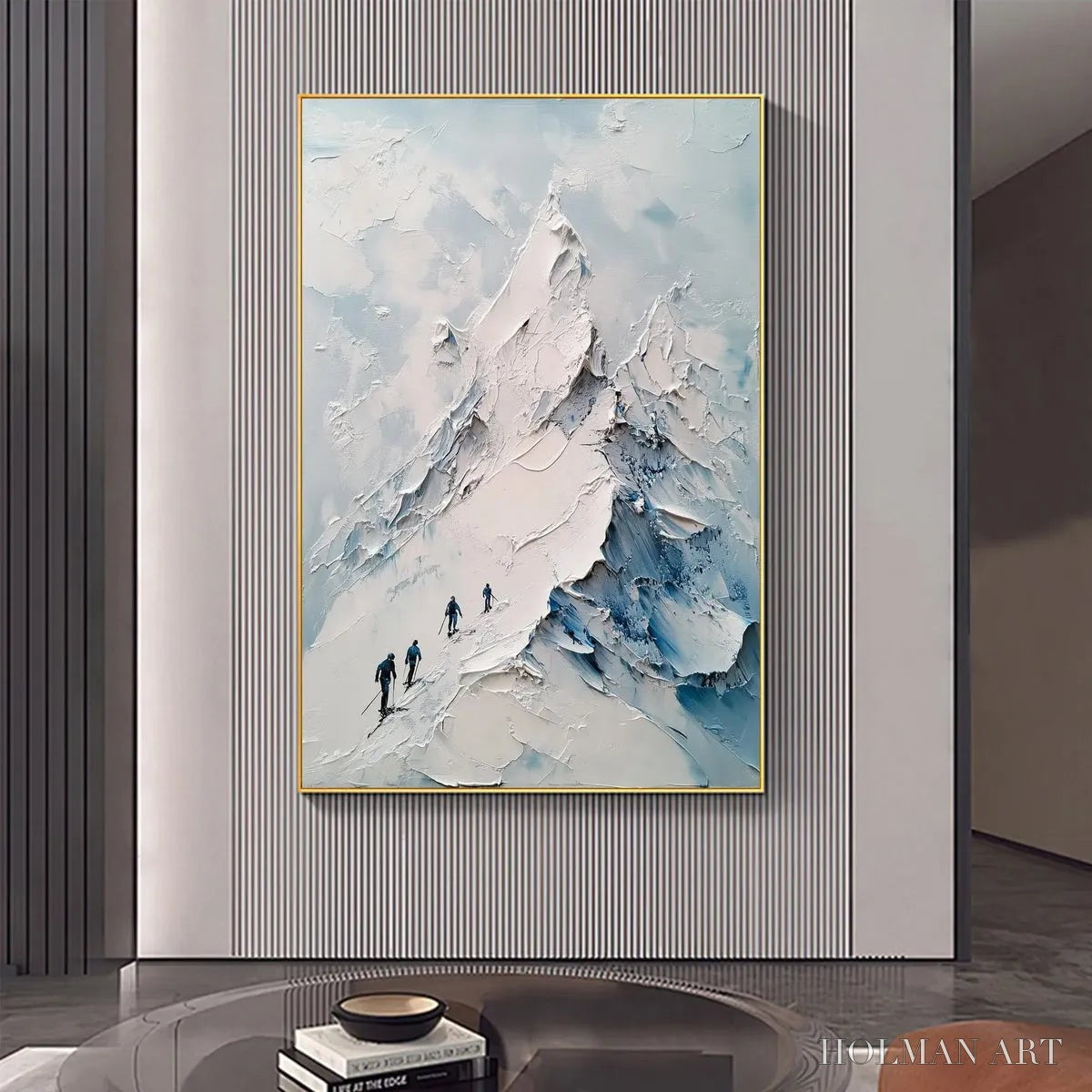 HOLMAN ART Ascent – Textured Impasto Mountain Landscape Painting with Skiers - image 2