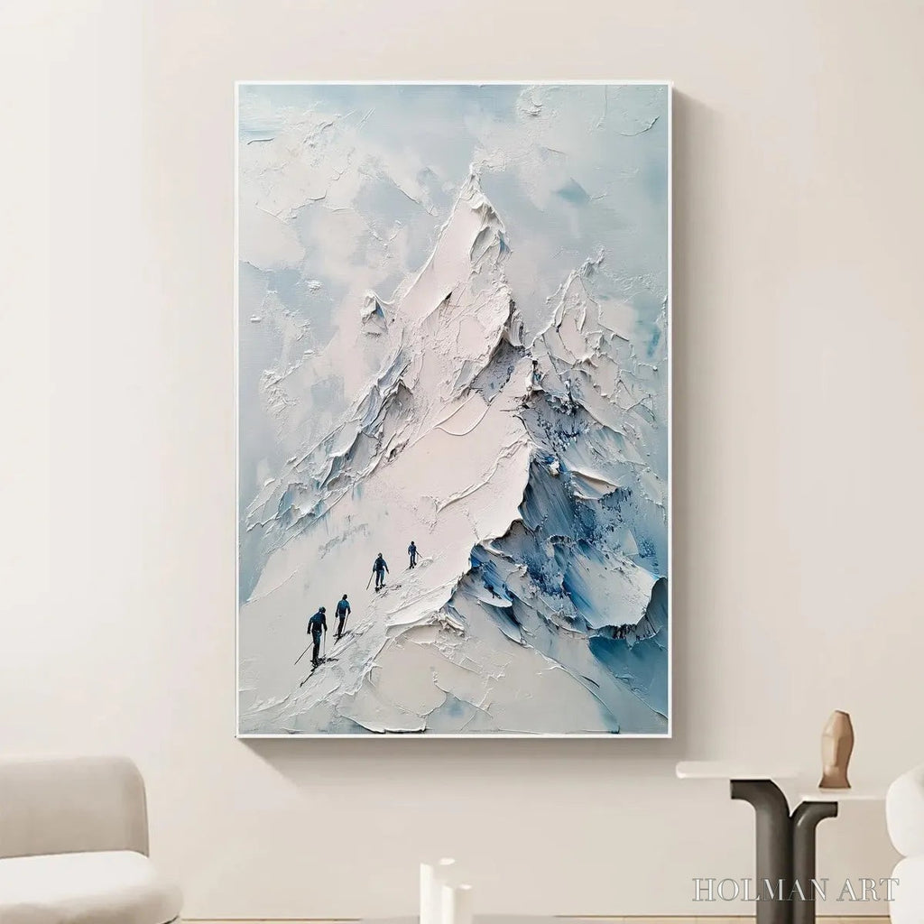 HOLMAN ART Ascent – Textured Impasto Mountain Landscape Painting with Skiers - image 4
