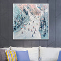 HOLMAN ART Slope Life – Textured Impasto Ski Slope Scene on Square Canvas - image 2