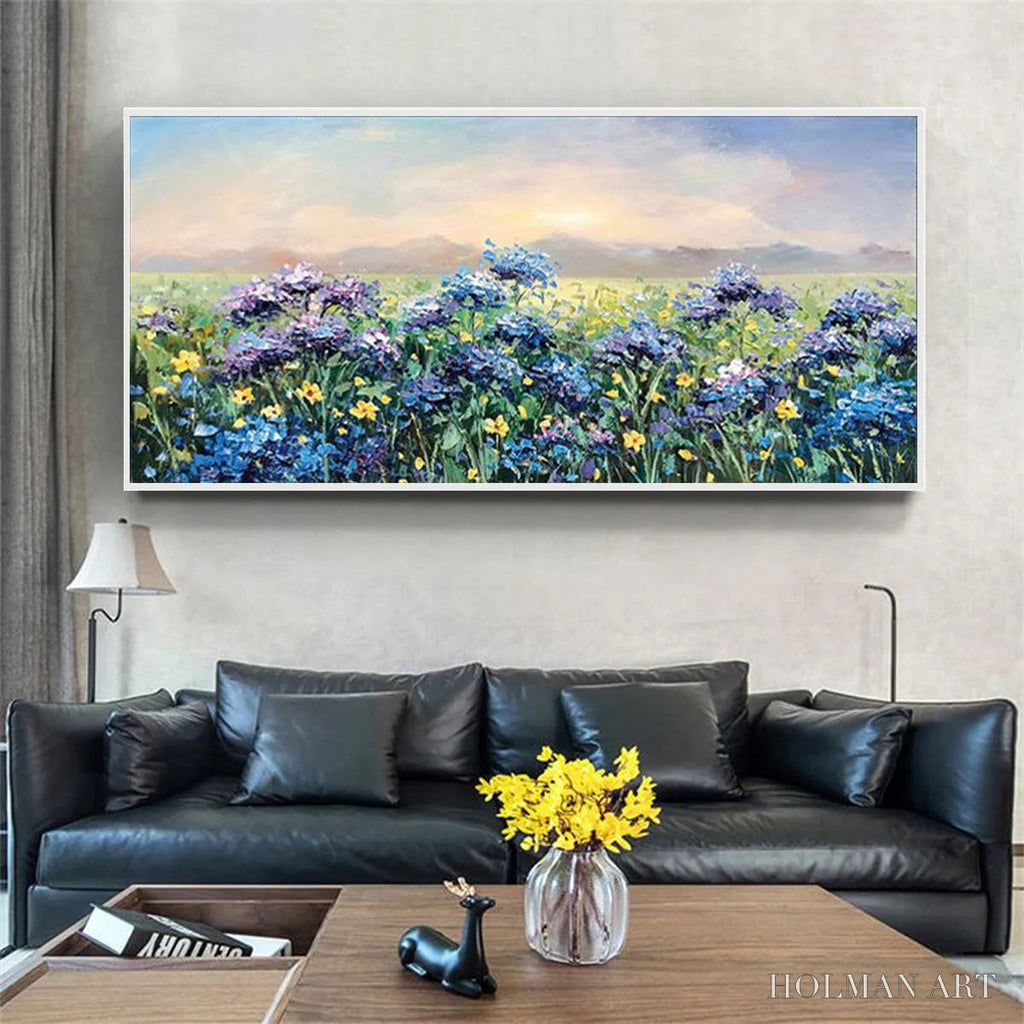 HOLMAN ART Blue Ridge Dawn – Landscape Oil Painting with Hydrangeas and Sunrise - image 4