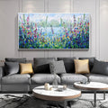 HOLMAN ART Alpine Meadow – Impasto Landscape Oil Painting with Wildflowers and Lake View - image 2